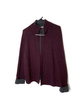 Chiaramente Size Small Wool Open Front Burgundy Gray Sweater Made in Italy - £13.42 GBP