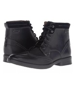 Clarks Men&#39;s Devington Hi Lace Up Leather Wing Tip Boot Black Size 10.5 - $118.79