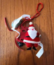 2013 Hallmark Felt Santa W/Nice List/Toy Bag/Jolly Wood Cut/Compass Ornament - £8.57 GBP