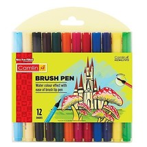 Camlin Kokuyo Brush Pen, 12 Shades (Multicolor) - (1 SET) E154 - $17.20