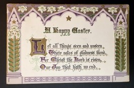 Tuck&#39;s Art Deco Purple Calligraphy Easter Greetings Gold Embossed 702 Antique PC - £11.58 GBP