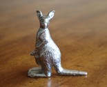 Metal Chrome Silver Tone KANGAROO WITH JOEY BABY in Pouch Figurine 2.8&quot; ... - £7.84 GBP