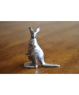 Metal Chrome Silver Tone KANGAROO WITH JOEY BABY in Pouch Figurine 2.8&quot; ... - £7.86 GBP