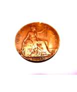 1909 Great Britain One Penny King George V Large Cent England Coin - $130.77 MXN