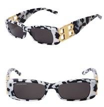 BALENCIAGA DYNASTY 0096 Black White Zebra 005 BB Logo Narrow Sunglasses ... - £203.23 GBP
