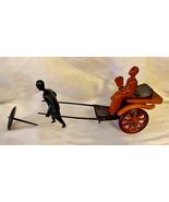 Vtg Wood hand Carved Ethnic Wooden Rickshaw Cart Cultural Figurine Natur... - £14.96 GBP