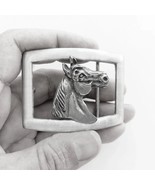 Sterling silver belt buckle horse head design blackened .925 stamped - €283,97 EUR