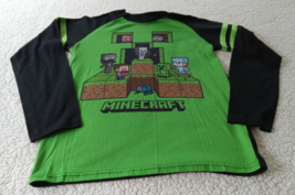 Minecraft Boys Shirt Boys Size 14/16 Green Graphic Flannel Pajama Sleepw... - $9.50