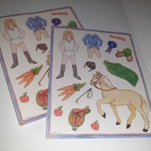 Vtg AGC Horse Rider Sticker Activity Paper Doll/Dress Up 2 Sheets 80s Equestrian - £7.02 GBP