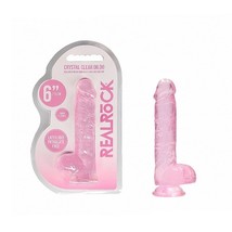 RealRock Crystal Clear Realistic 6 in. Dildo With Balls and Suction Cup ... - $32.34