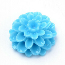 Resin Flower Cabochons Flatbacks Dahlia Flat Backs Blue Findings 14mm 4pcs - $2.69 CAD