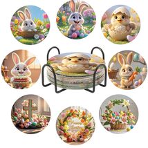 8-Piece Easter Diamond Art Coasters Set with Bunny Designs - DIY Fun for... - $25.69