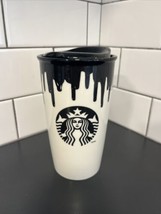 Starbucks Band of Outsiders Black Paint Drip Ceramic Tumbler Travel Mug 2014 EUC - £21.94 GBP