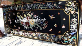 Black Marble Dining Table Rare Gems Inlay Dining Room Home Marquetry Arts H3333 - $1,631.79+