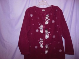 Ladies Unbranded Burgundy Snowman Fleece Cardigan Large - £8.78 GBP