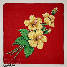 Vintage Yellow Hibiscus Handkerchief (#M4914) - £21.62 GBP