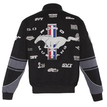 Mustang Racing Embroidered Cotton Jacket JH Design Black - £125.68 GBP