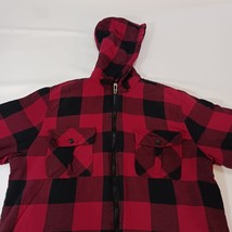 UG Urgent Gear Men's L Red & Black Cotton Blend Flannel Hoodie Full Zip Jacket image 10