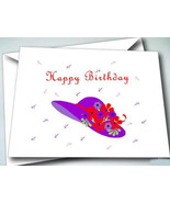 24 NOTE CARDS W/ ENVELOPES PURPLE HAT &quot;HAPPY BIRTHDAY&quot; FOR LADIES OF SOC... - $49.01 CAD