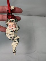 Vtg Santa Head With Long Beard And Garland Wrapped Around Christmas Ornament - £5.52 GBP