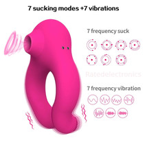 Penis Cock Ring Clit Sucking G-spot Stimulator Vibrator Sex Toy Men Couple Women - £15.28 GBP