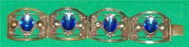 Vtg Ha Retro Sterling Silver Cobalt Blue Bracelet Taxco Mexico Studio Jewelry - £125.81 GBP