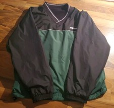 Mizuno Mens Jacket Pullover XL Black Green V-Neck Fleece Lined Golf Base... - $37.61