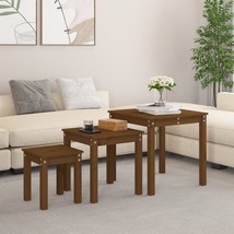 Nesting Tables 3 pcs Honey Brown Solid Wood Pine - £52.46 GBP