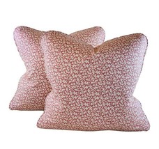 Pair Pillow Covers 18&quot; P Kaufmann Waverly Pink Ivory Portia Botanical Leaf Vine - £42.52 GBP