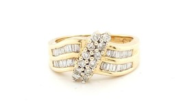 14k Yellow Gold Two Row Diamond Ring 1.00ct - £478.21 GBP
