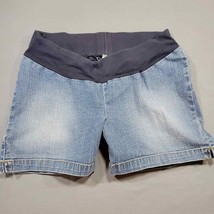Duo Women Shorts Size S Maternity Stretch Blue Jean Elastic Waist Low Rise Denim - £8.00 GBP