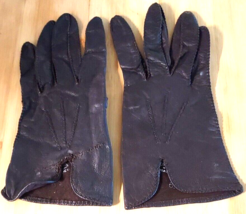 Vintage 1930-40s GUANTERIA PARIS FACTORY SOFT BROWN LEATHER GLOVES Size ... - £12.04 GBP