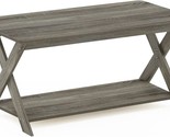 Criss-Crossed Modern Coffee Table By Furinno, French Oak Grey, 35 1/4&quot; X... - $39.98