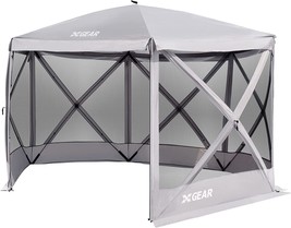 XGEAR 6 Sided Pop Up Camping Gazebo 11.5’x11.5’ Instant Canopy Tent Shelter - £236.93 GBP