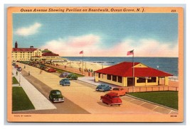 Ocean Avenue Boardwalk Street View Ocean Grove New Jersey NJ Linen Postcard H24 - £2.33 GBP