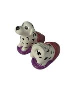 Clay Art Mini Dalmatian Puppies in Slippers Salt &amp; Pepper Shakers with B... - $16.20