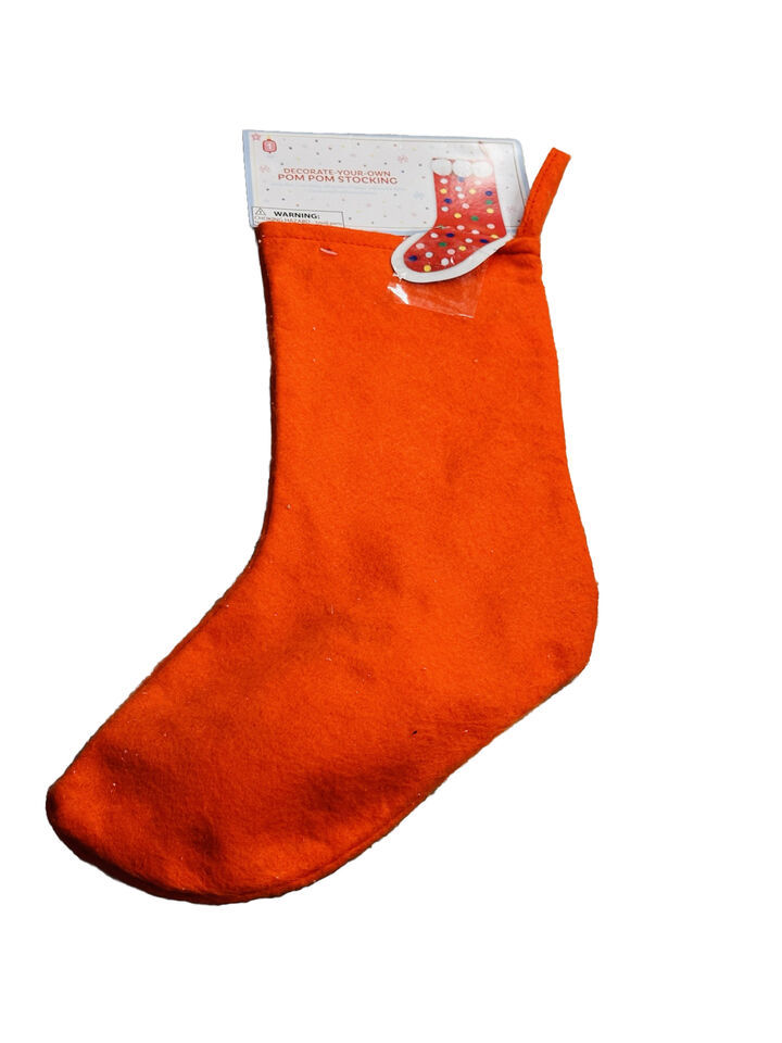 Decorate Your Own POM POM Stocking 14 Inches Tall - $10.77