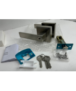 Standard Square Keyed Lock Door Handle Lever w/ 3 Keys, Brushed Nickel P... - $23.71