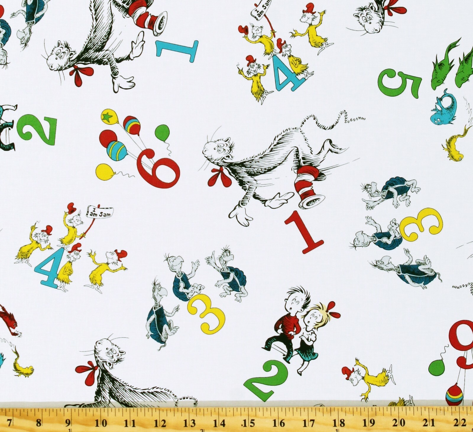 Cotton Books Dr. Seuss Cat In The Hat White Fabric Print by the Yard D57... - $12.95