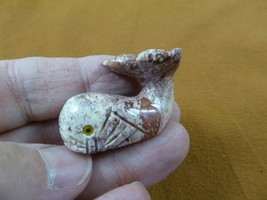 (Y-WHA-SP-43) tan red WHALE MOBY SOAPSTONE PERU figurine love little whales - $8.59
