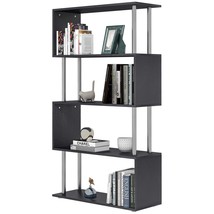 Modern Black S-Shaped 5-Tier Room Divider Bookcase Storage Shelf - $2,236.60 MXN