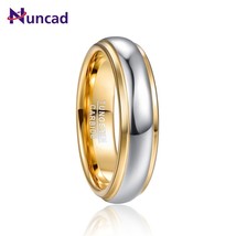 6mm Width Domed Polished Step GolPlateing Tungsten Steel Ring Wedding Band Comfo - £17.92 GBP