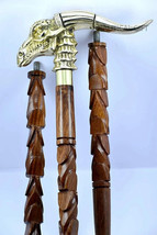 Vintage Walking Stick Antique Look Designer Dragon Brass Handle Cane Han... - $53.31