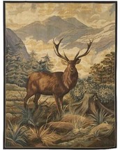 Tapestry Aubusson Stag Deer Right-Facing Right 54x70 70x54 Brown With Backing - £2,334.71 GBP