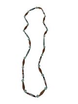 Vintage Paper Bead Necklace Long Boho Artisan Recycled Bead Necklace 30 ... - $19.80