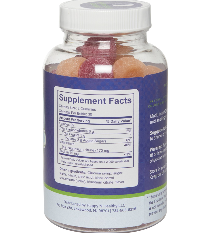 Wholesome Health Magnesium Dietary Gummies strawberry and peach flavor