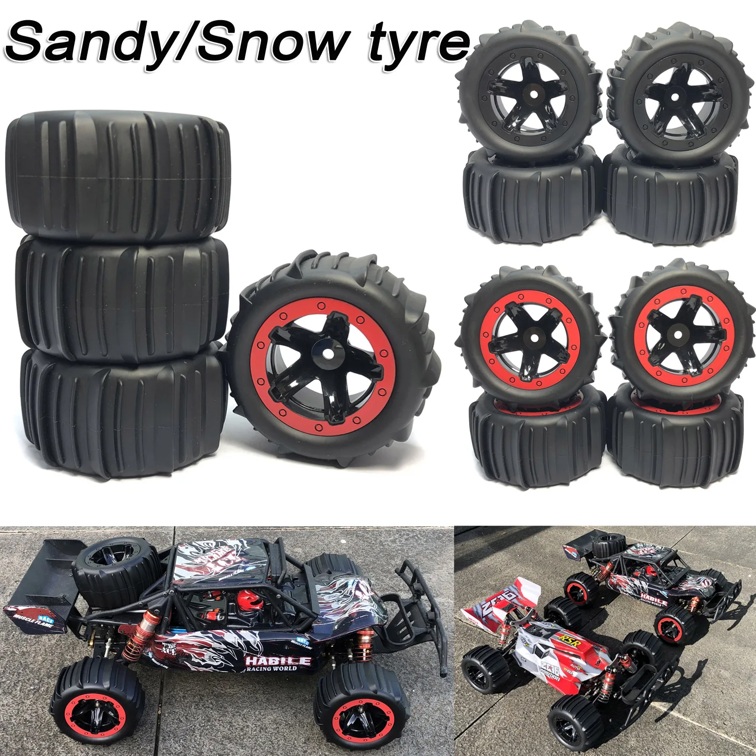 4pcs 1 16 1 14 1 12 snow sand tires anti slip rubber tyre for hbx thumb200