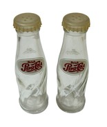 Vintage Pepsi Cola Salt And Pepper Shakers Glass Bottles Cute Old Logo L... - $440.90 MXN