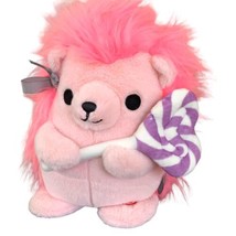 Hallmark Singing Dancing Hedgehog Plush Pink Lollipop 9&quot;  Sweet Treat VIDEO - £19.46 GBP