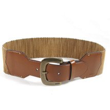 RALPH LAUREN Natural Brown Faux Leather Stretch Wide Belt M - £31.59 GBP